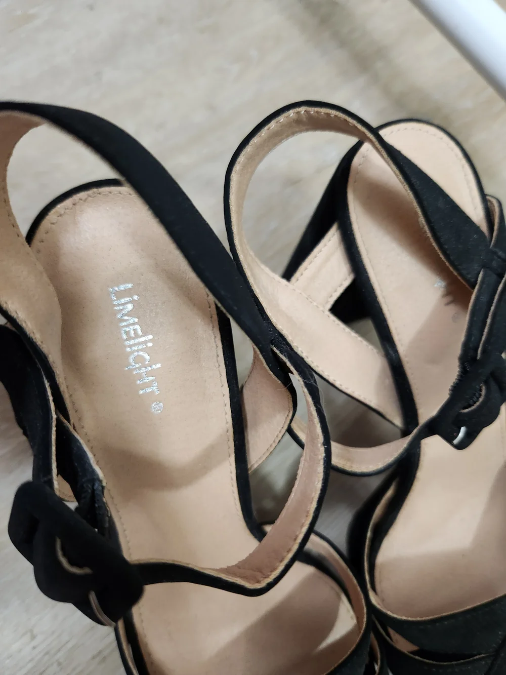 Black Suede Strappy Platform Heels